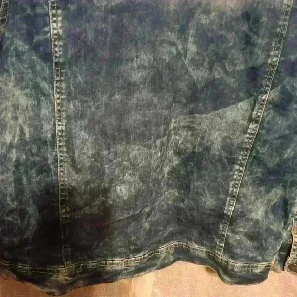 Women's Juniors XL GS 115 Acid Wash Distressed Patchwork Button Down Jean Jacket - Picture 11 of 16